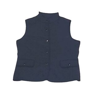Talbots Quilted Vest Snap Front Sleeveless Jacket Pockets Collar Button Down Lg.